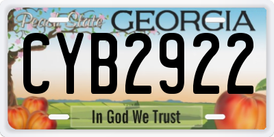 GA license plate CYB2922