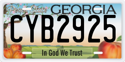 GA license plate CYB2925