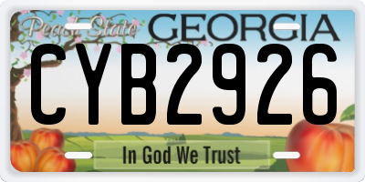 GA license plate CYB2926