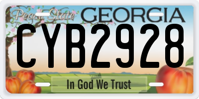 GA license plate CYB2928
