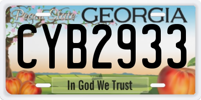 GA license plate CYB2933