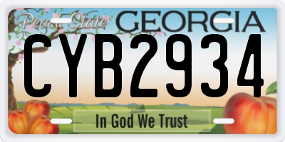 GA license plate CYB2934