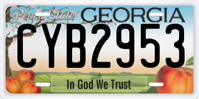 GA license plate CYB2953