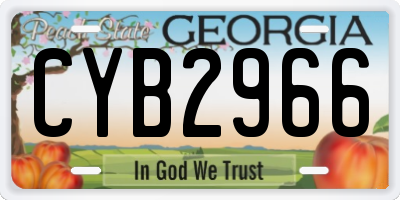 GA license plate CYB2966
