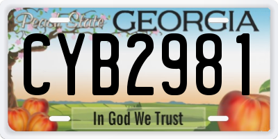 GA license plate CYB2981