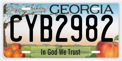 GA license plate CYB2982