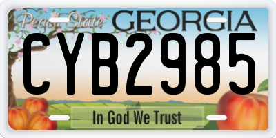 GA license plate CYB2985