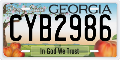 GA license plate CYB2986