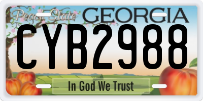 GA license plate CYB2988
