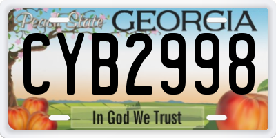 GA license plate CYB2998