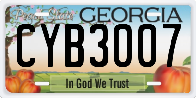 GA license plate CYB3007