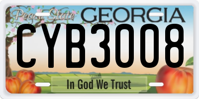 GA license plate CYB3008