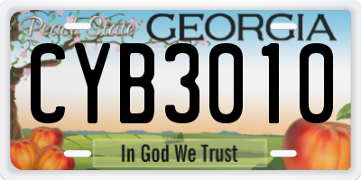 GA license plate CYB3010