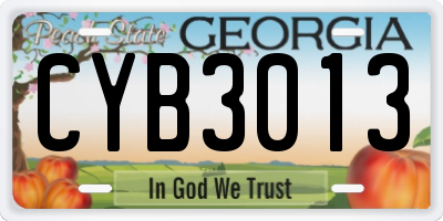 GA license plate CYB3013