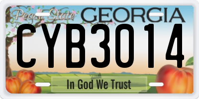 GA license plate CYB3014