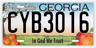 GA license plate CYB3016