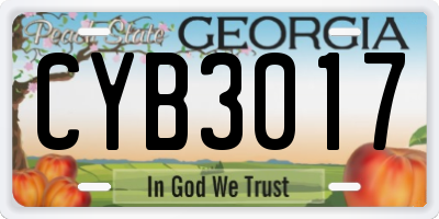 GA license plate CYB3017