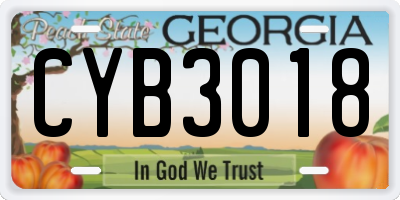 GA license plate CYB3018