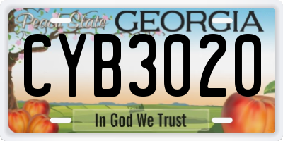 GA license plate CYB3020