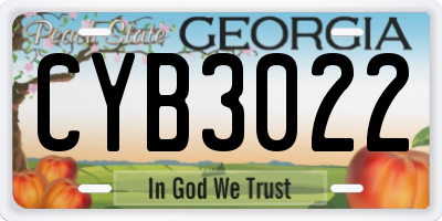GA license plate CYB3022