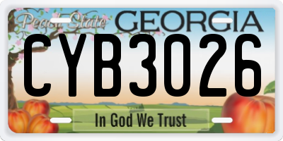 GA license plate CYB3026