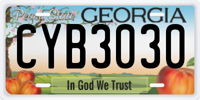 GA license plate CYB3030