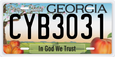 GA license plate CYB3031