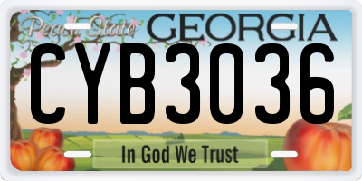 GA license plate CYB3036