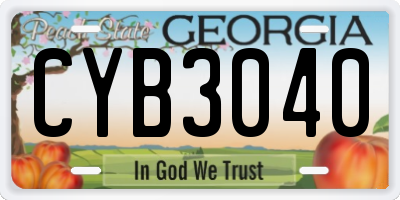 GA license plate CYB3040