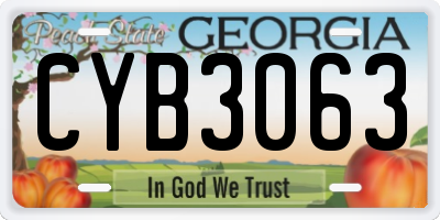GA license plate CYB3063