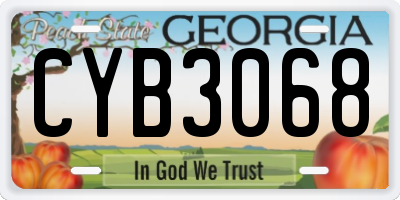 GA license plate CYB3068