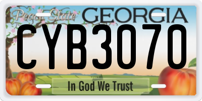 GA license plate CYB3070