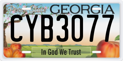 GA license plate CYB3077