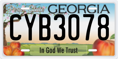 GA license plate CYB3078