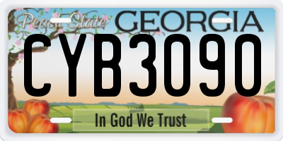 GA license plate CYB3090