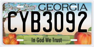 GA license plate CYB3092