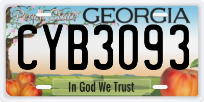 GA license plate CYB3093