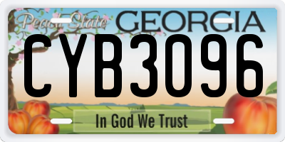 GA license plate CYB3096