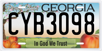 GA license plate CYB3098