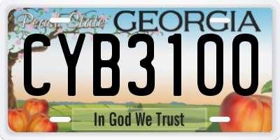 GA license plate CYB3100