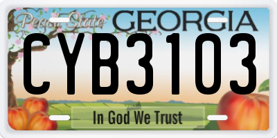 GA license plate CYB3103