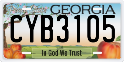 GA license plate CYB3105