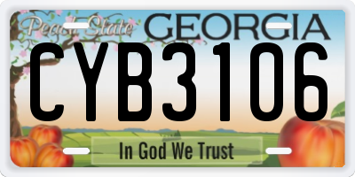 GA license plate CYB3106