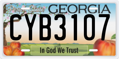 GA license plate CYB3107