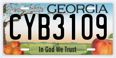 GA license plate CYB3109