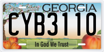 GA license plate CYB3110