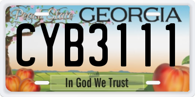 GA license plate CYB3111