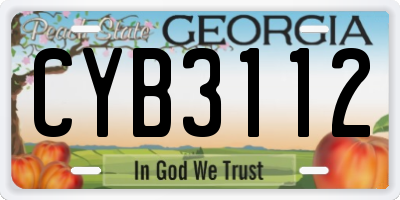 GA license plate CYB3112