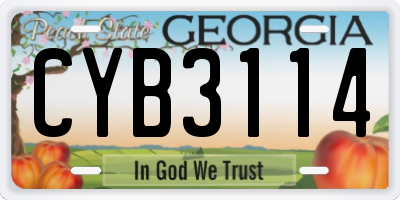 GA license plate CYB3114