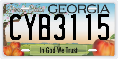 GA license plate CYB3115